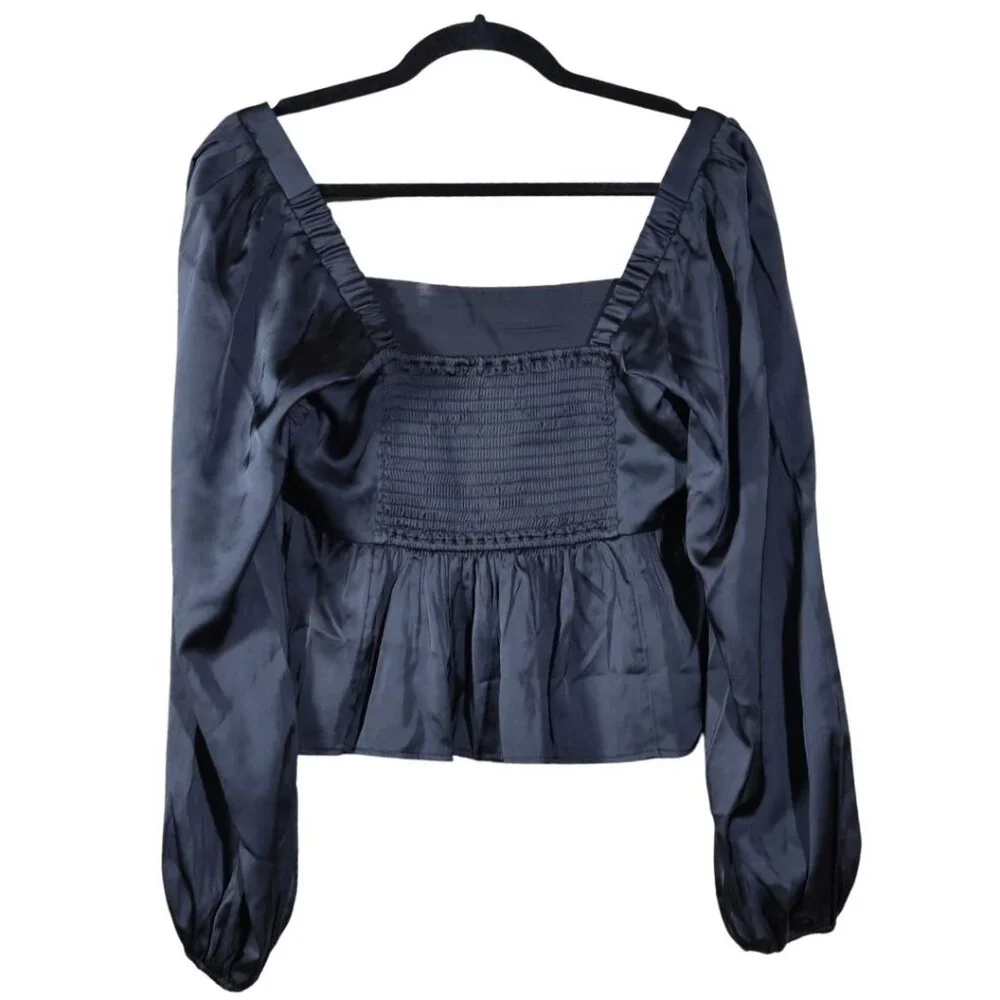NWT Abercrombie & Fitch Satin Blouse 'EMERSON' in Black women size Medium